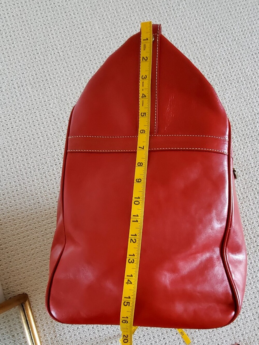 Valentina Italy Vtg. Large Red Leather Travel Duffle Bag, Original Lock/Keys - Picture 13 of 16